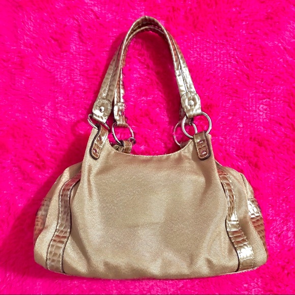 Kathy Van Zeeland Gold/Tan Canvas Handbag - Picture 2 of 8